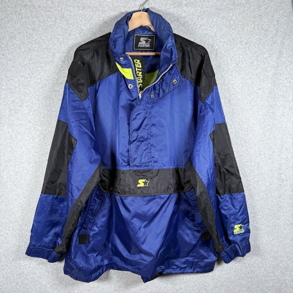 Vintage Starter Windbreaker Pullover Mens XL 90s Blue Anorak Jacket